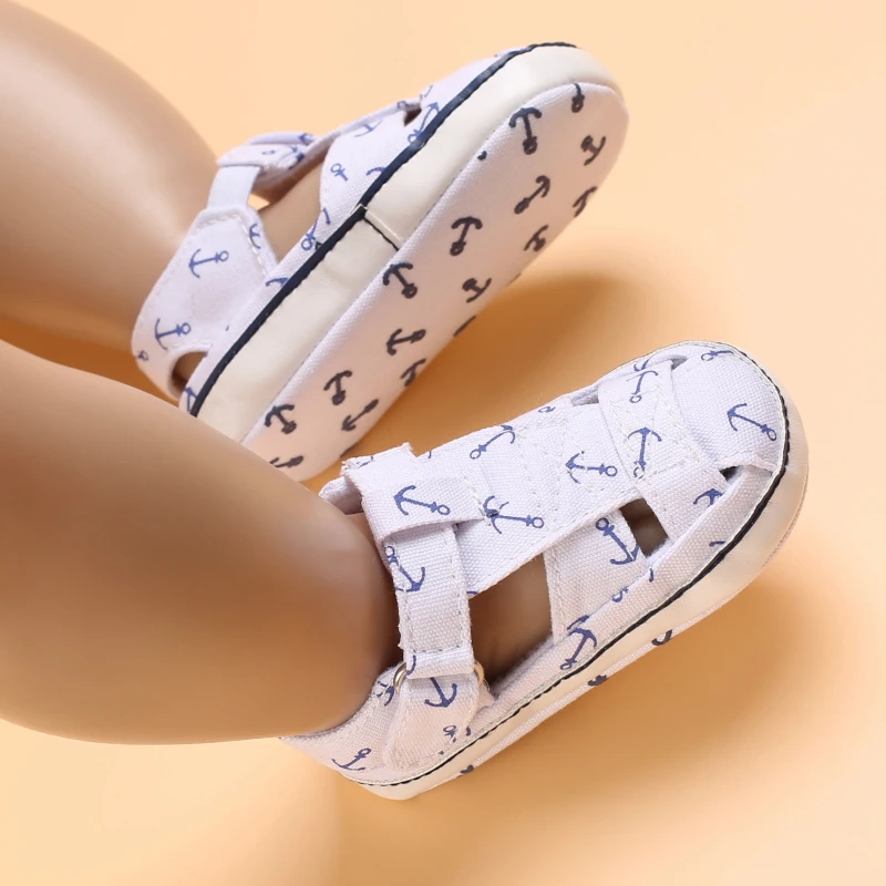 2021 NEW 0-18Months Kids Newborn Baby Boys Fashion Summer Soft Crib Shoes First Walker Anti Slip Sandals Shoes Soft Sole