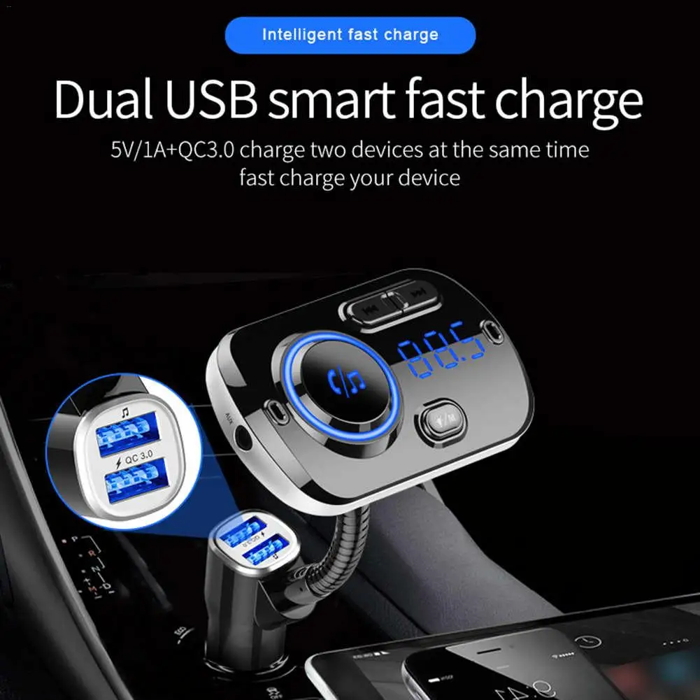Fm-передатчик Aux модулятор Bluetooth Handsfree автомобильный аудио MP3 плеер QC3.0 Быстрая зарядка Поддержка SIRI/Google голосовой помощник