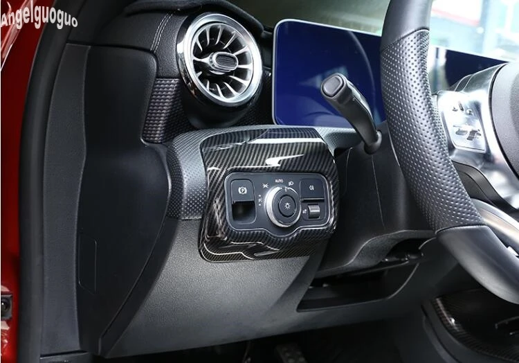 ABS углеродное волокно Стайлинг для Mercedes Benz A class W177-21 салона автомобиля переключатель фар Кнопка регулировки рамка накладка