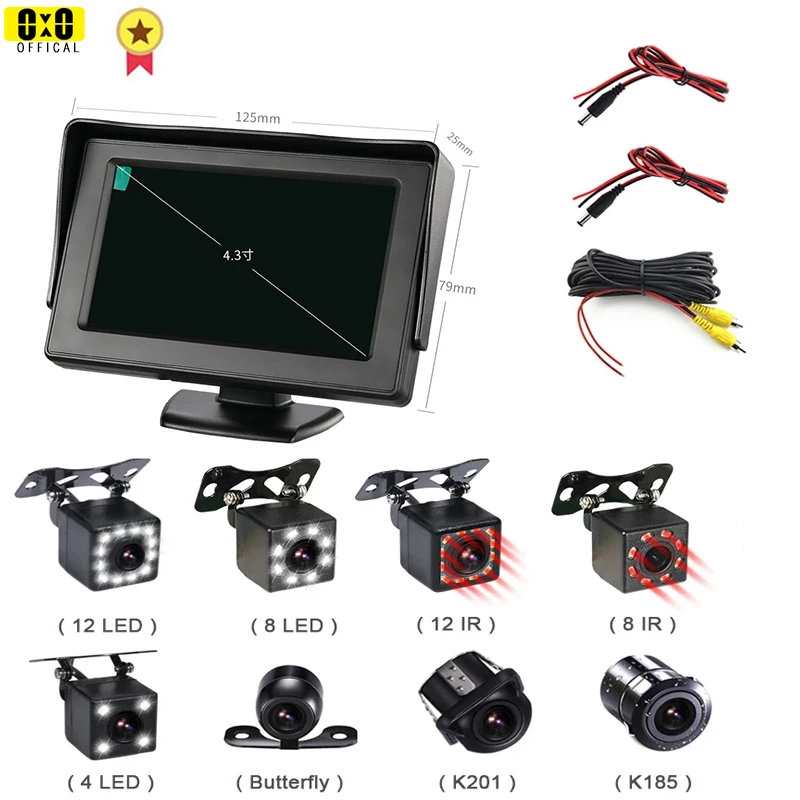 rear view mirror monitor Car Reverse Monitor 4.3 Inch HD Rear View Camera  Monitor with LED Night Vision Camera Parking Camera Monitor headrest dvd player