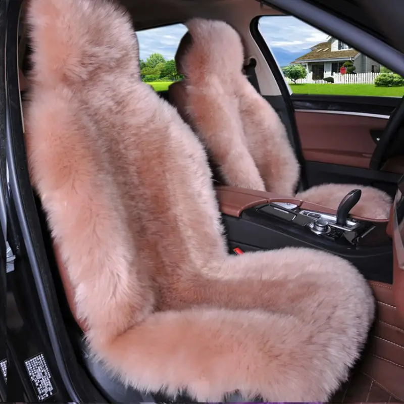 

Hot New 1PCS Automobiles Seat Covers Universal Size Winter Natural Long Wool Car Seat Cover Mat Warm Car Seat Cushion