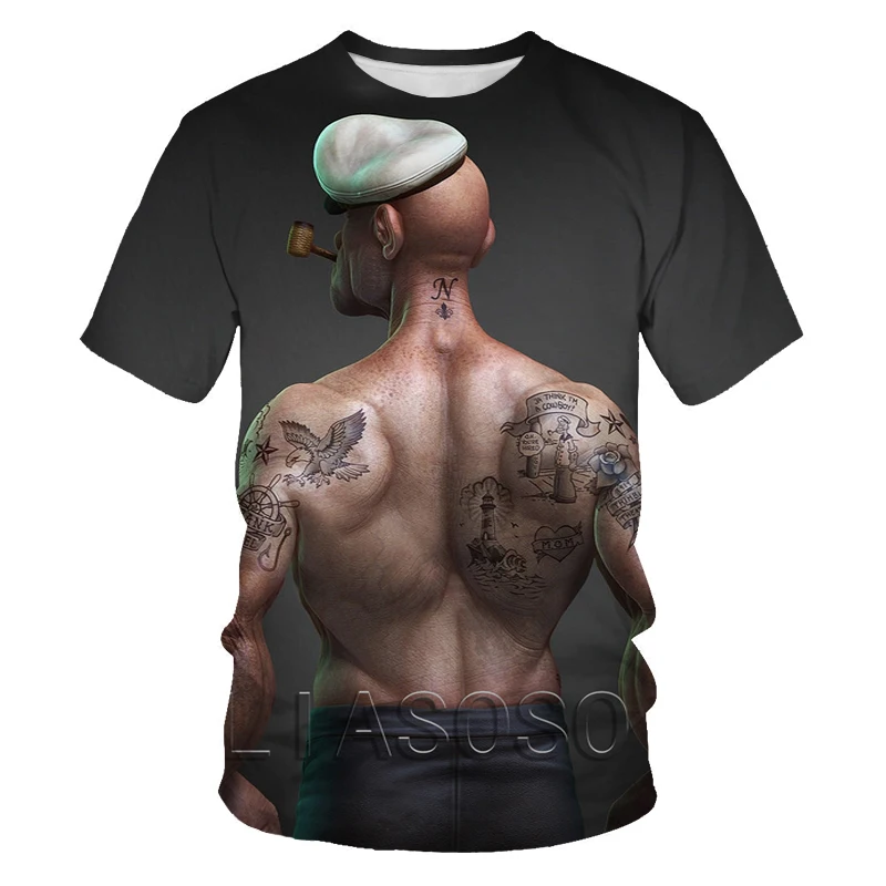 Мужские и женские футболки можно подгонять хип хоп popeye 3D печать Летняя мода