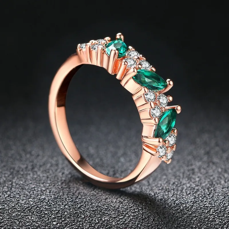 Классические изумрудные кольца для женщин обручальное кольцо из розового золота граненый фианит кольцо мода драгоценный камень Сапфир ювелирные изделия