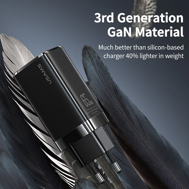 USAMS 65W GaN Charger Super Fast Charge Type C PD
