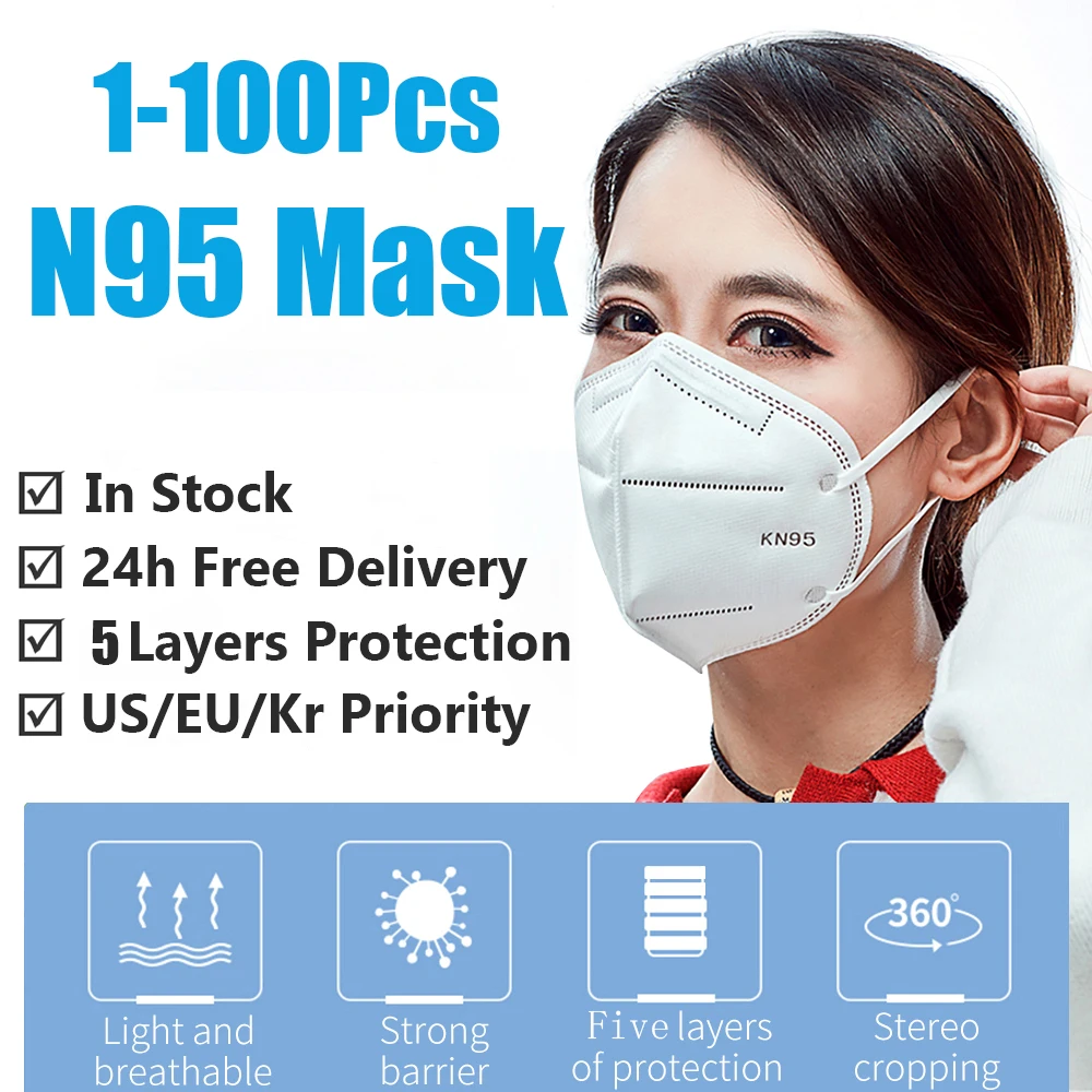 

20pcs N95 Masks Professional Disposable Masks anti virus Mask PM2.5 Disposable Soft Breathable Face Mask Mouth Cover Masks
