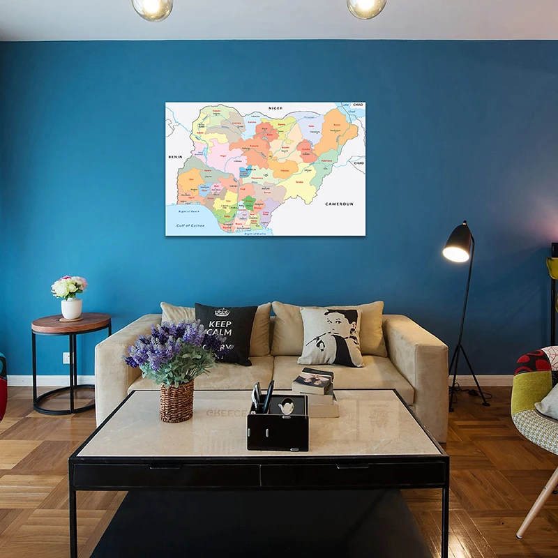 59*42cm The Political Map of Nigeria Poster and Print Study/Living Class Room Wall Art Pictures Canvas Paintings Home Decoration