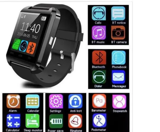 Купите 10 шт. Новый bluetooth телефон часы U8 черно белые поддержка pedemeter напоминание о