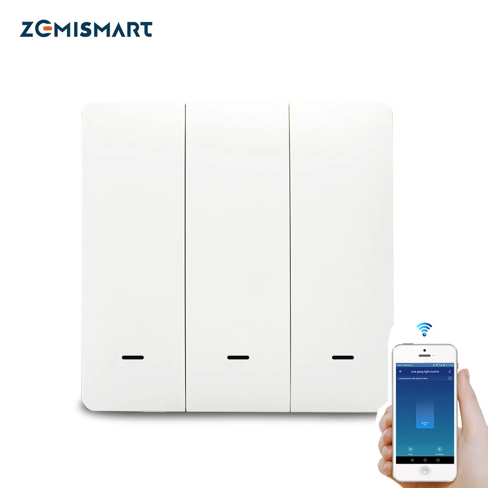 Настенный кнопочный выключатель Tuya Zigbee для освесветильник без нейтрального