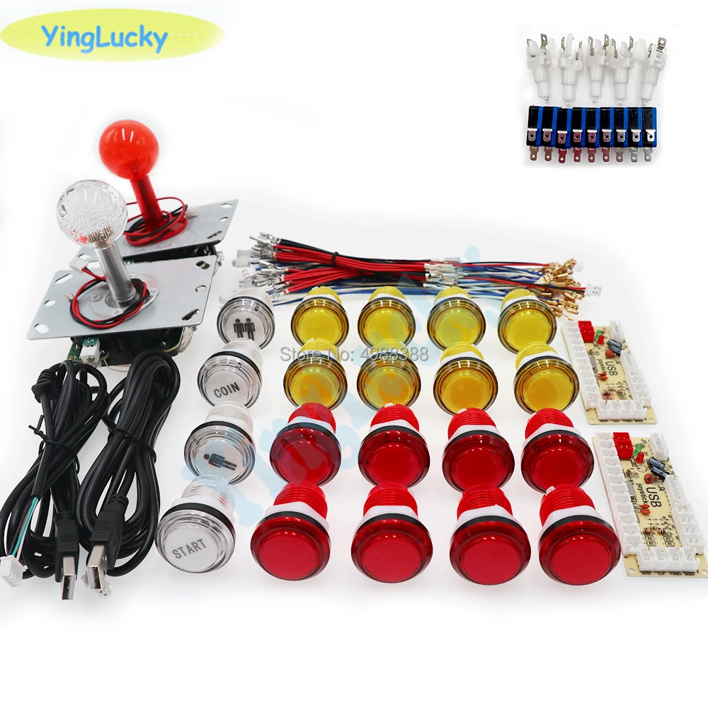 LED 5V sanwa 조이스틱 LED 버튼 2 및 USB 플레이어가 포함된 DIY 조이스틱 키트 인코더가 ps pc 라즈베리를 보내는 지연 시간 없음