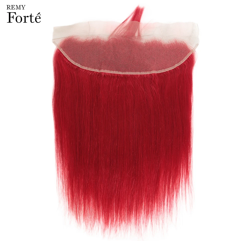 Remy Forte Straight Hair Bundles With Closure Red Bundles With Frontal Remy Brazilian Hair Weave Bundles 3/4 Red Hair Bundles