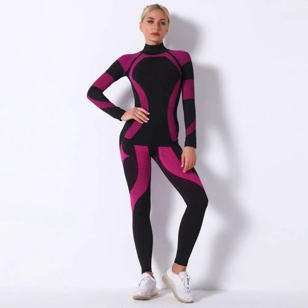 Women Thermal Underwear Suit Spring Autumn Winter Quick Dry Thermo Sporting Underwear Sets Female Fitness Gymming Long Johns 18A