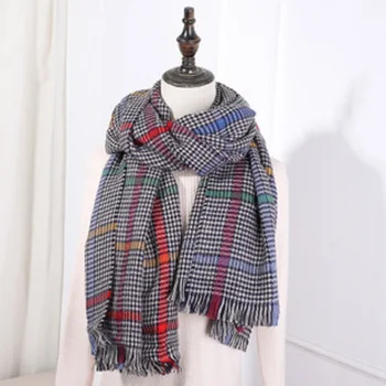 

2019 Plaid Winter Scarf Women Warm Solid Scarves Fashion Casual Scarfs