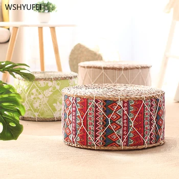 

Ethnic wind straw mat thick futon tatami mat pier cushion woven cushion yoga mat meditation mat living room bay window home