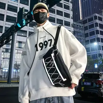 

Oxford cloth fabric reflective strip Shoulder Messenger Bag belt waist Hip hop bag Reflective strip High capacity Bundy