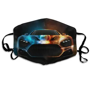 

Unisex Print Mouth Mask - Cool Yin Yang Sports Car Polyester Anti-dust Mouth-Muffle - Fashion Washed Reusable Face Masks for