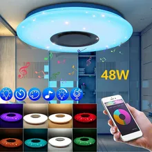 RGB Modern Led Ceiling Lights for Living Room Music Ceiling Lamp Remote&APP Control 24/48/60W Bluetooth Speaker Lighting Fixture yeelight smart led ceiling lamp indoor lighting modern led light fixture app remote control surface mounted for living room 50w