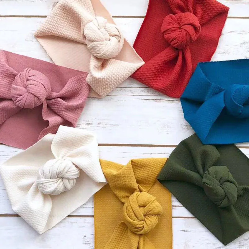 2021 Cute Solid Color Baby Turban Girls Cotton Twisted Knotted Headband Elastic Hairbands Children Head Wraps Hair Accessories | Детская