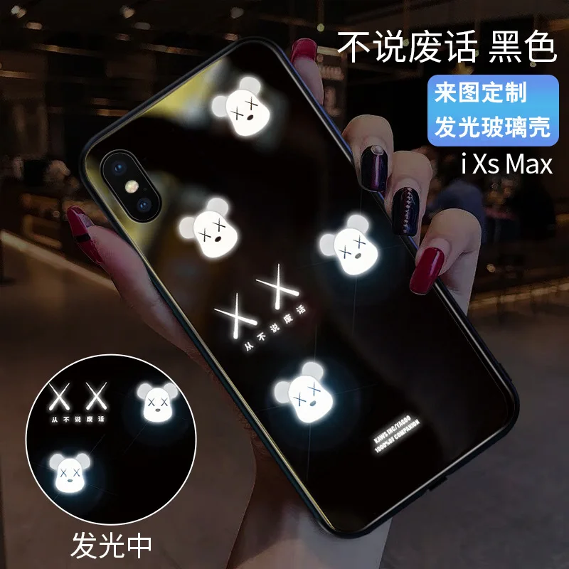 Чехол для телефона для iPhone X XR XS Max 11 Pro Голосовое управление СВЕТОДИОДНЫЙ логотип Вспышка освещение закаленное стекло ТПУ защитный чехол протектор