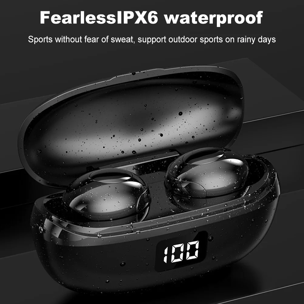 HKT 6 Bluetooth 5 0 Wireless 9D Stereo Earbuds Waterproof Earphones for Phone 10m Transmission Spacing Wireless Earphones