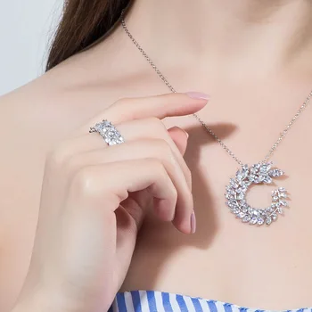 

AGLOVER 2020 New Spring Charm Wicker Zircon Pendant Jewelry Set Crystal Earring Ring Necklace For Woman Wedding Jewelry Set Gift