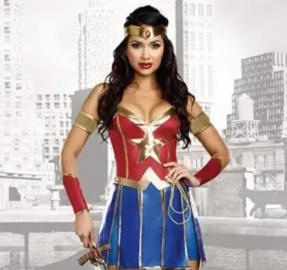 Лидер продаж, женский костюм супергероя Wonder women, маскарадный костюм на Хеллоуин, дамский костюм супергероя Диана для костюмированной вечеринки, нарядное платье на Хэллоуин - Цвет: 3