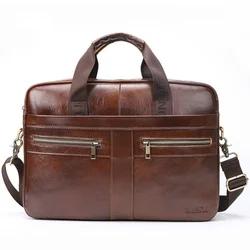 First Layer Cowhide Man Business Briefcase High Quality Single Shoulder Messenger Bag Genuine Leather Luxury Crossbody Handbags