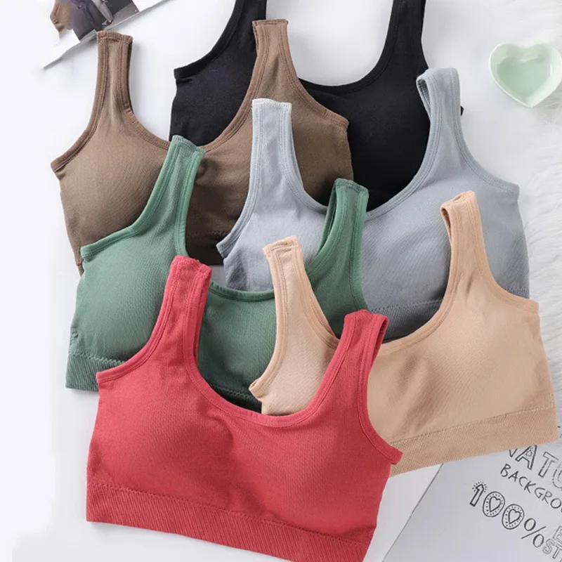 Girl Wireless Solid Color Sports Underwear Women Light Proof Backless Bra Closure Seamless Push Up Underwear Lingerie Brassiere