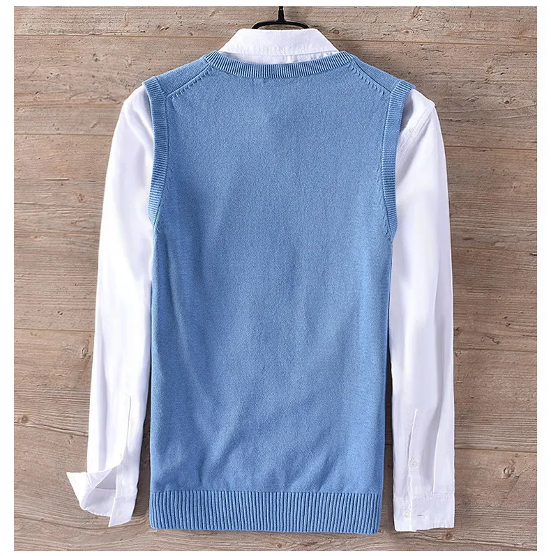 High Quality New Fashion Sleeveless Wool Sweater Men Pullover Knitted Vest Solid V-Neck Men's Sweater Casual Men Sweaters Vest High Quality New Fashion Sleeveless Wool Sweater Men Pullover Knitted Vest Solid V-Neck Men's Sweater Casual Men Sweaters Vest
