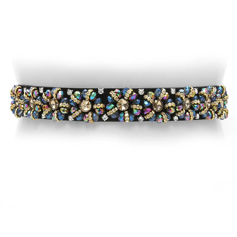 

2019 New fashion color Crystal elastic belt Women's Brand Elastic Waistband Female wide Belts For Women Dress accessories SW61
