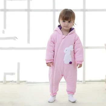 

children's clothing clothes Boys clothes Girl Baby Ear Rabbit Winter Jacket Kid Zip Thick Snowsuit Hoodie Romper Jumpsuit L30821