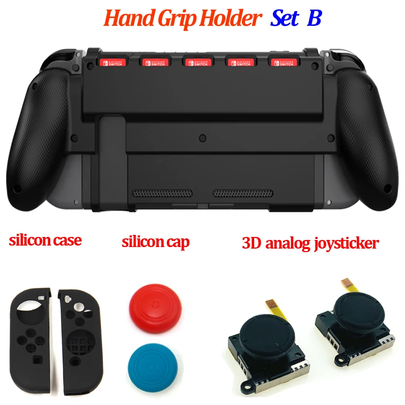 Противоскользящий удобный держатель для игровой консоли рукоятка чехол с игровым футляр для хранения карт памяти для джойстика - Цвет: Hand Grip Set B