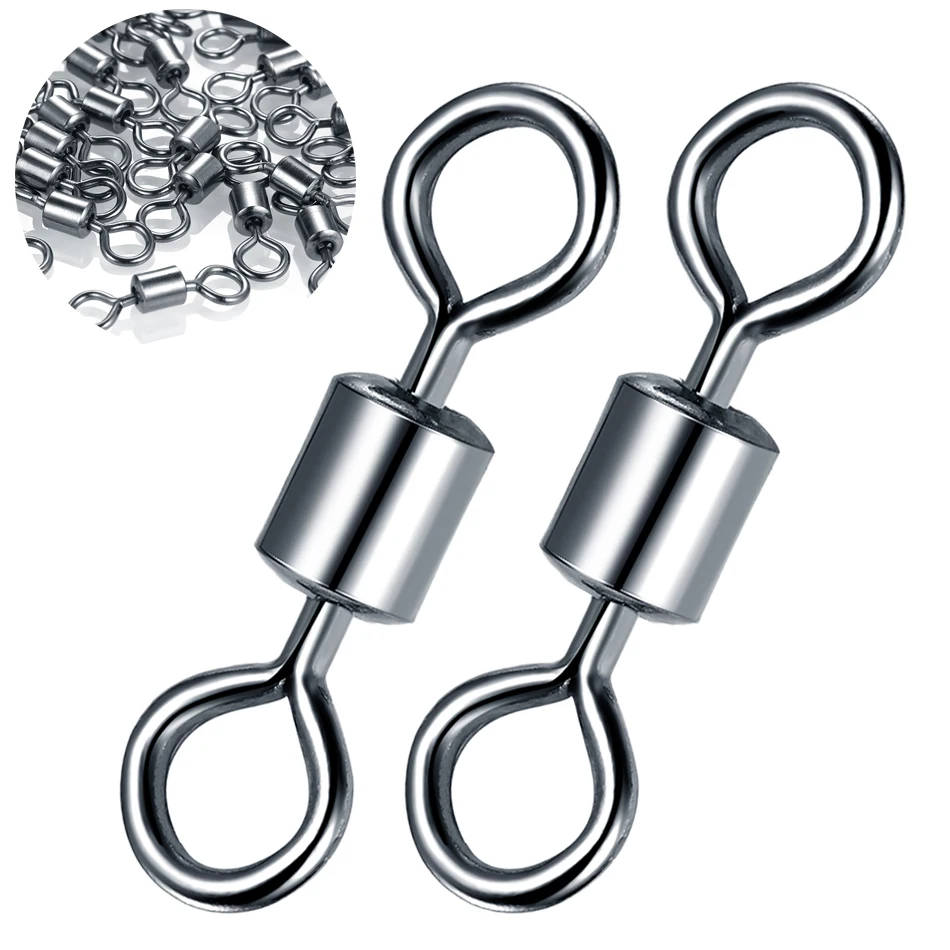Fishing Swivels 50PCS/Lot Ball Bearing Swivel with Safety Snap Solid Rings Rolling Swivel for Carp Fishing Accessories