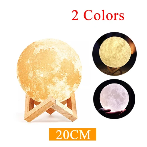 20CM Moon Lamp EeeToo 3D принт космический челнок лампа светодиодный ночной Светильник зарядка через usb ракетная лампа и лампы в виде Луны для любителей космоса ночной Светильник Прямая поставка - Испускаемый цвет: 20CM Moon Lamp