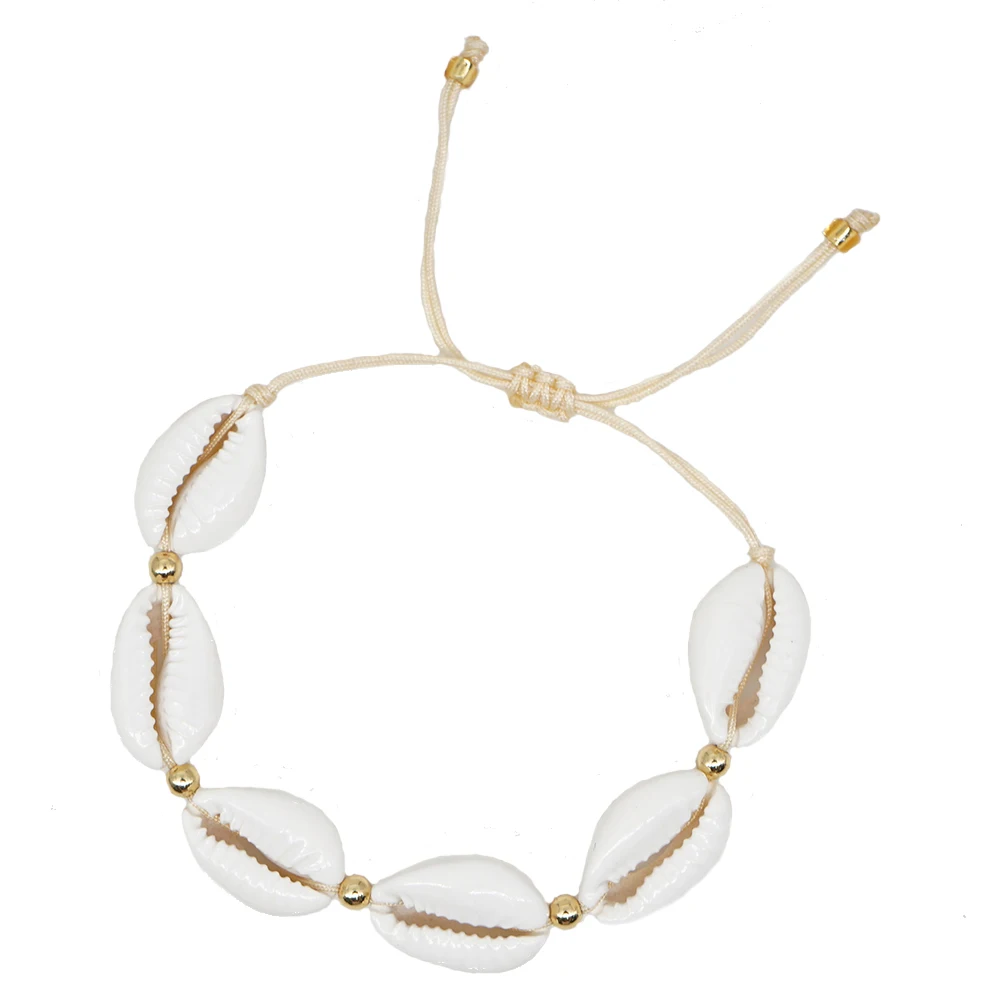 Go2boho Cowrie-Shell браслет женский летний пляжный натуральный красящий браслет ювелирные изделия богемные радужные Pulseras Mujer регулируемый - Окраска металла: B-B190060D