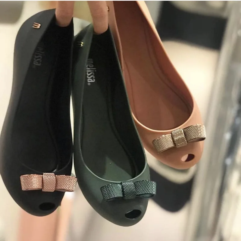 Женские повседневные сандалии Melissa желейные туфли с бантом остроносые для