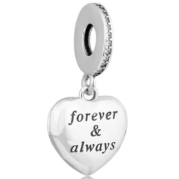 

Original Love Heart Forever & Always My Beautiful Wife Pendant Beads Fit 925 Sterling Silver Charm Bracelet Diy Jewelry