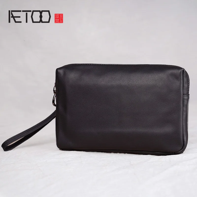 

AETOO Men's leather clutch, first layer cowhide casual clutch, business clutch, large-capacity man bag