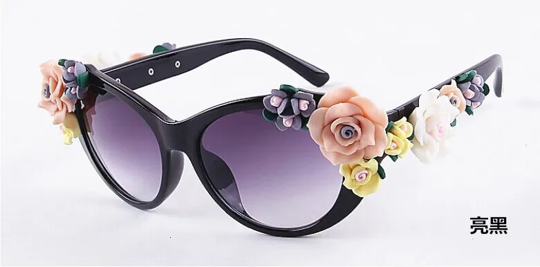 Трехмерные розы барокко Солнцезащитные очки женские Lentes Oculos Gafas De Sol Feminino Lunette Soleil цветы солнцезащитные очки Mujer - Цвет линз: C2