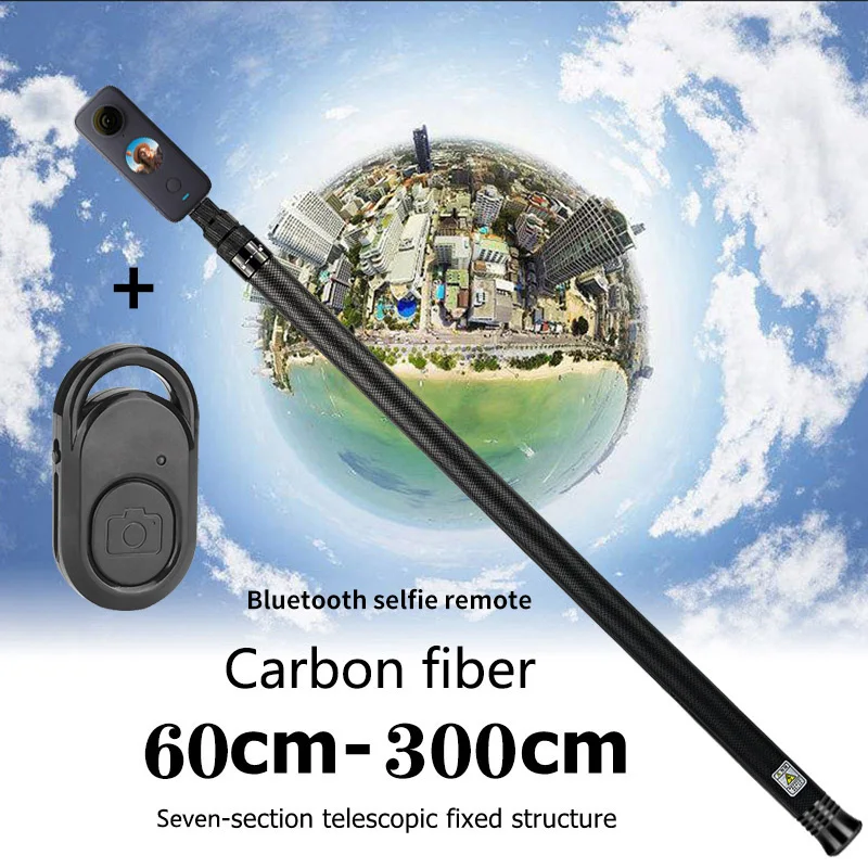 

3M 1.5M Cellphone Carbon Selfie Stick Insta360 X3 One X2 R Portable Invisible Handle Rotation Pole Monopod For GoPro 11 10 9 Max