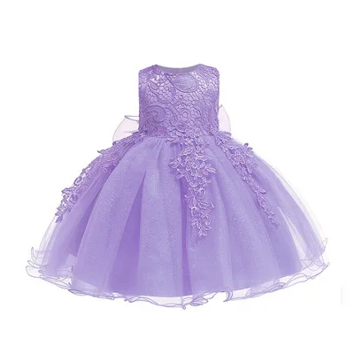 purple Платья на крестины для новорожденных девочек; детское платье на крещение малыша; детское белое платье для свадебной вечеринки; наряд на день рождения; 1 год - Цвет: purple