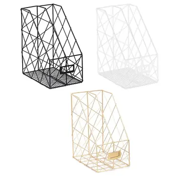 

Iron Grid File Holder Simple Double Layer Desk Shelf Magazine Book Storage Rack