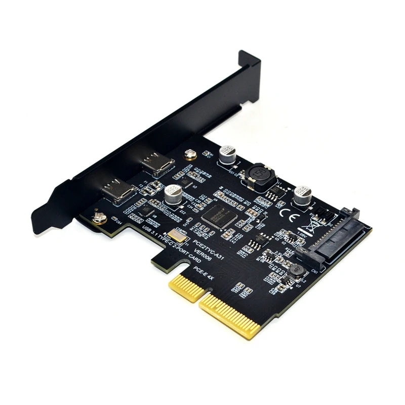 USB 3,1 для type-C 2 порта Плата расширения PCI-E 4X для USB 3,1 Gen2 10 Гбит/с USB C адаптер ASMedia ASM3142 чипсет для настольных ПК-SCL