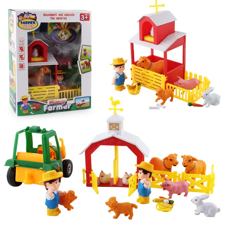 

Model Farm Ranch Theme Series Cabin House Animal And Plant Fence DIY Assembly Scene Model Toy