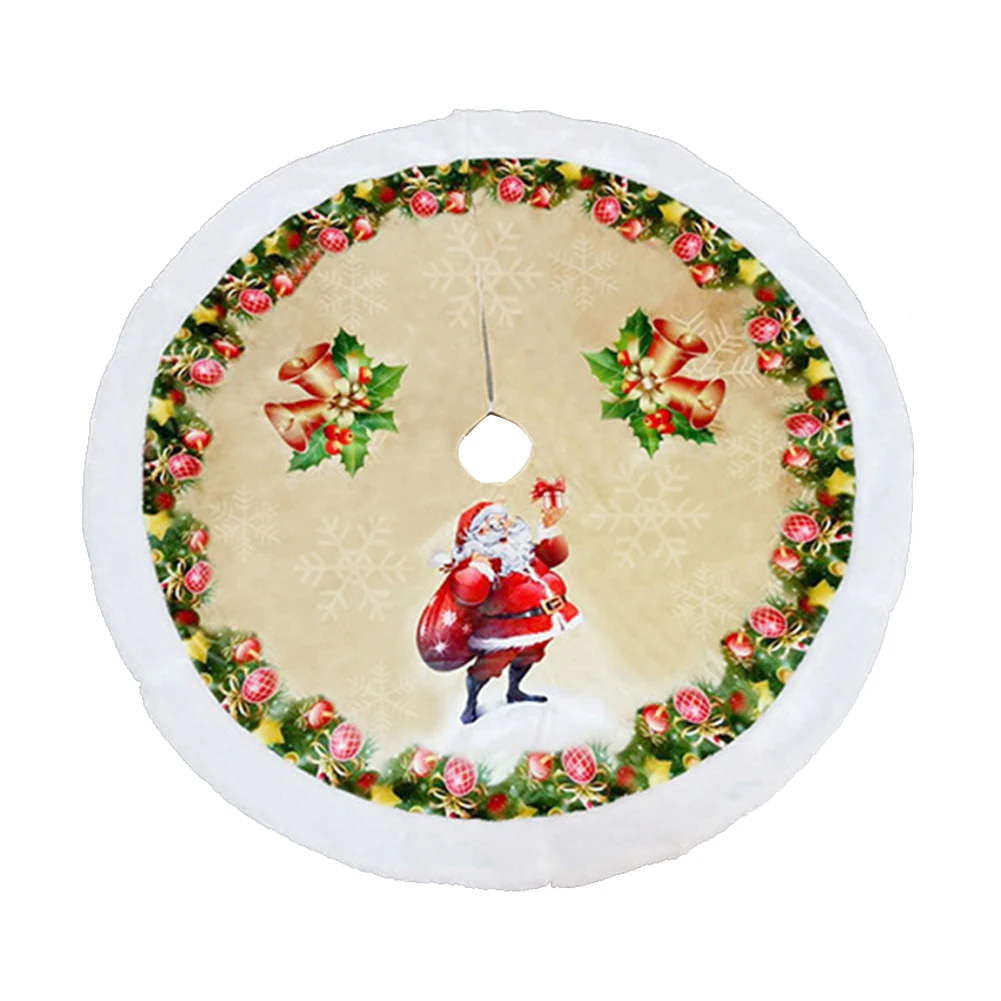

98 Cm Cartoon DIY Holiday Plush Base Mat Round Christmas Tree Skirt Party Decoration Festival Carpet Home Hotel Cover