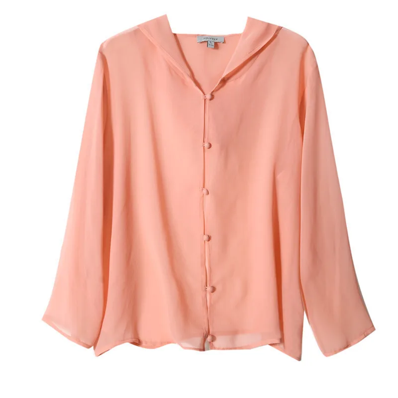 SuyaDream Hooded Blouse Women 100% Silk Georgette