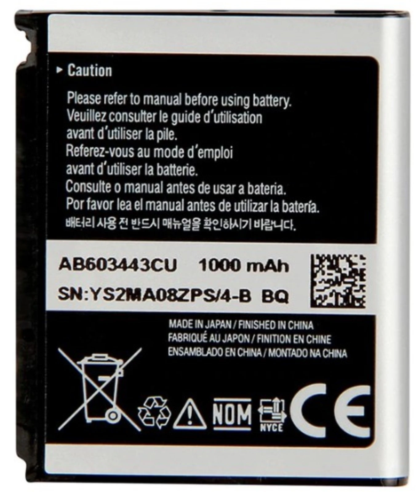 Batery Ab553443Ce Per Samsung F490 U700 U708 Z370 Z378 Z560 Z568 Z720 Z728