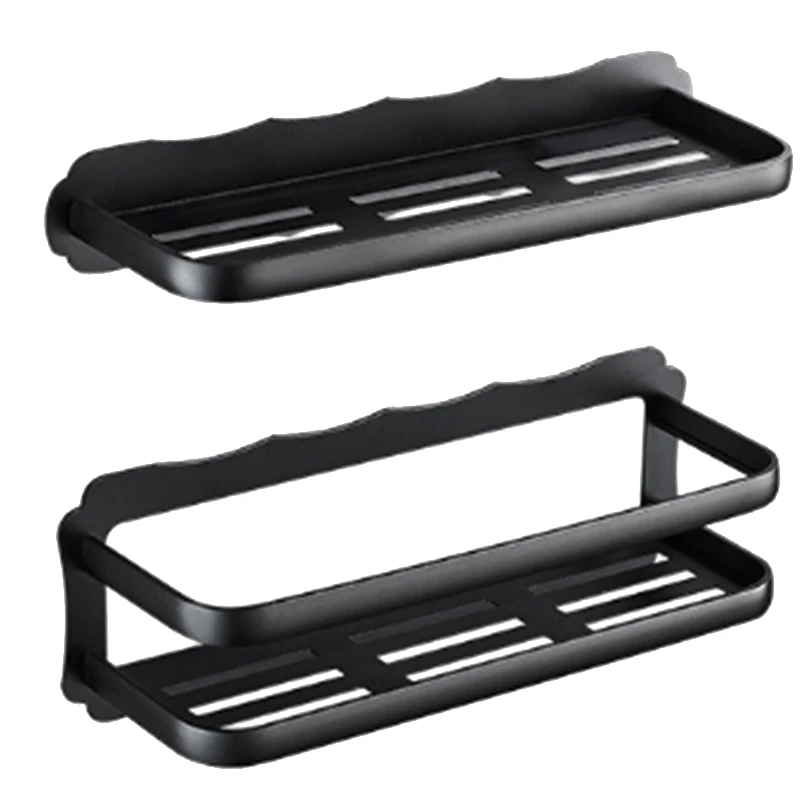 

2Pcs Space Aluminum Shelf Light Space Bathroom Shelves Wall Mount Storage Rack Bathroom Kitchen Multifunction Storage Rack with