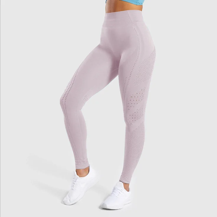 NCLAGEN, женские леггинсы, штаны для бодибилдинга, высокая талия, эластичная, высокая талия, для спортзала, бега, тренировки, дышащие, леггинсы для фитнеса - Цвет: Розовый