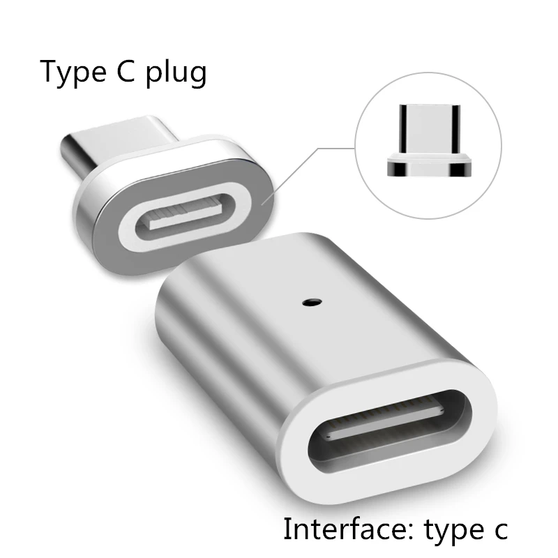 Магнитный USB-C адаптер типа C женский и мужской конвертер для iPhone Xiaomi huawei SAMSUNG S10 Plus S9 разъем для зарядки телефона - Цвет: Silver