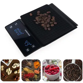 

Portable 3kg/0.1g Drip Coffee Scale With Timer Electronic Digital Kitchen Scale High Precision LED Household Scale